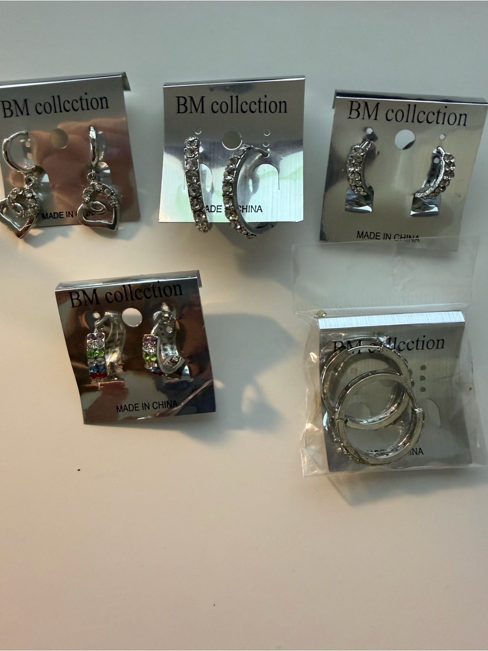 BM Collection Silver-Tone Multi-Style Earrings - Silver set o